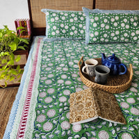 EVERGREEN - Pure Cotton Hand Block Printed Jaipuri Bedsheet EVERGREEN - Pure Cotton Hand Block Printed Jaipuri Bedsheet
