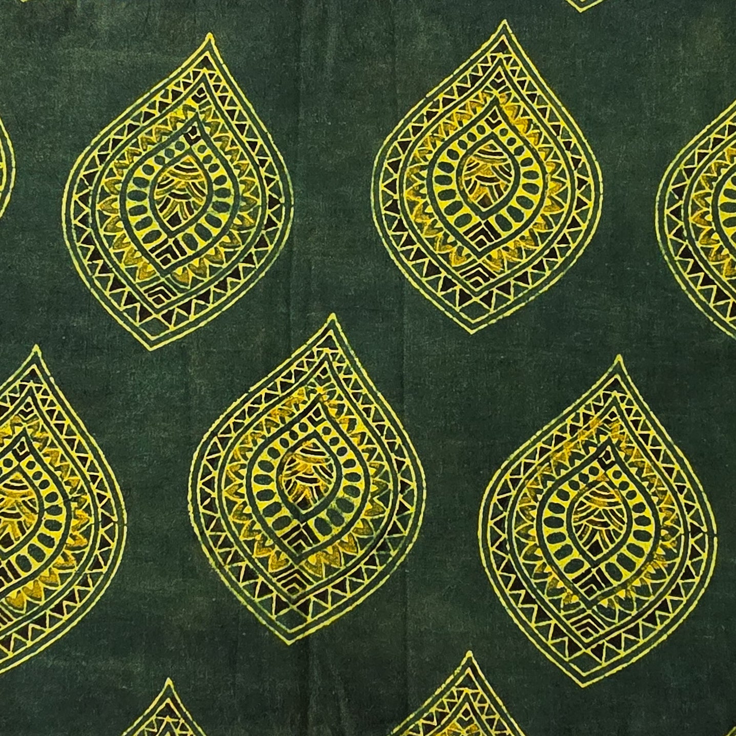 Green - Natural Dyed Hand Block Print Kota Doria Cotton Ajrakh Fabric 13