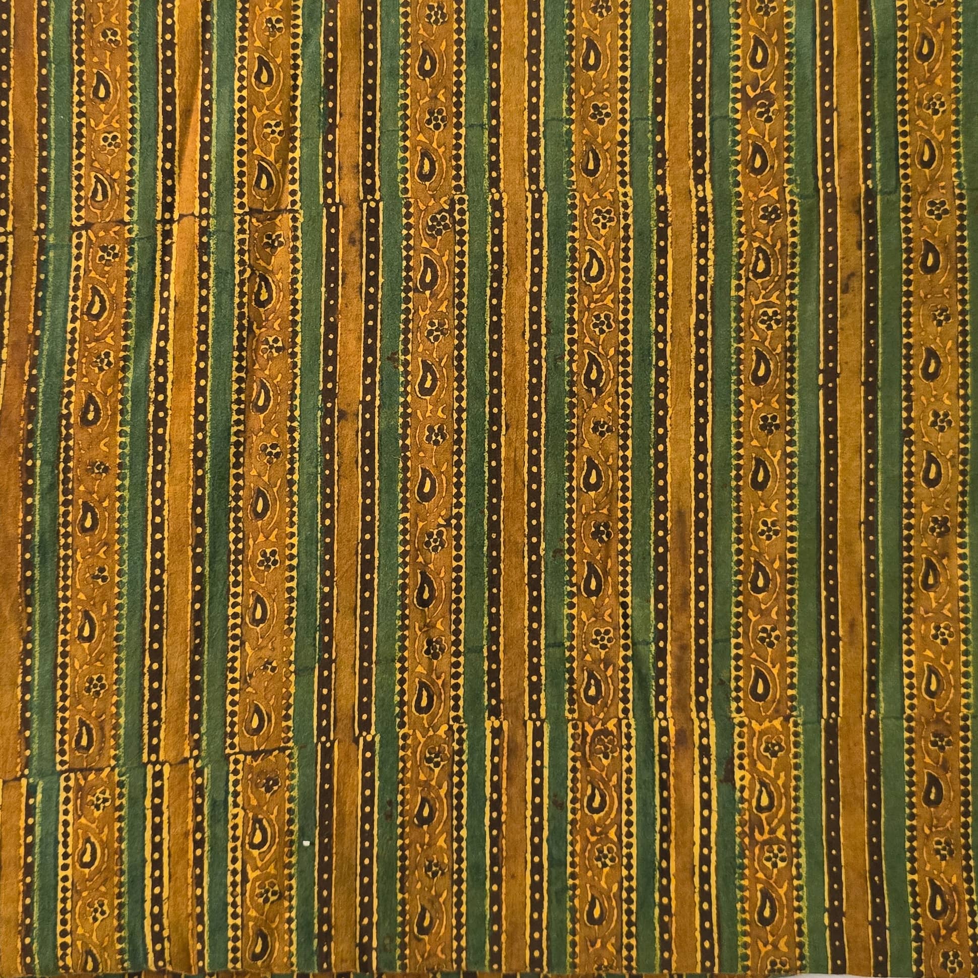 Green - Natural Dyed Hand Block Print Cotton Ajrakh Fabric 07