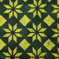 Pure Cotton Ajrak Green With Yellow Stars Hand Block Print Fabric Pure Cotton Ajrak Green With Yellow Stars Hand Block Print Fabric