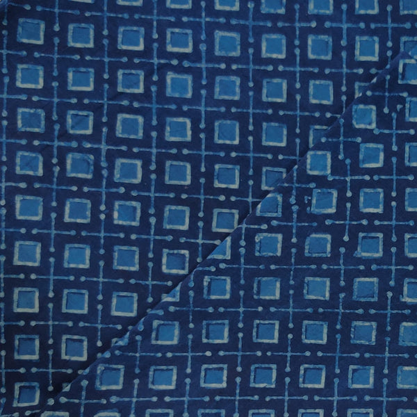 Pre-cut 1 meterPure Cotton Akola Indigo Geometric All Over Pattern Motif Hand Block Print Fabric