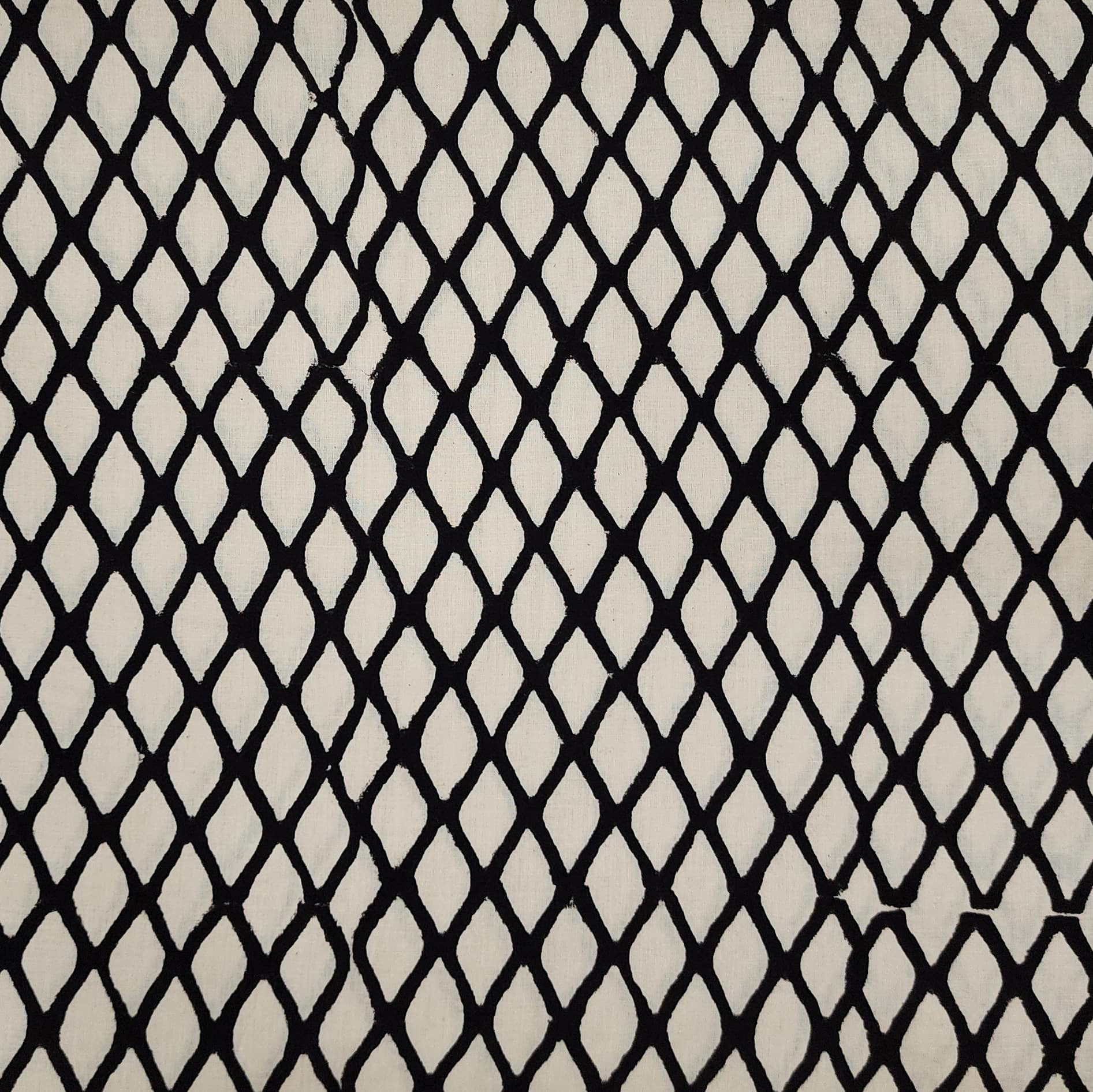 Black - Block Print Cotton Bagru Fabric 06