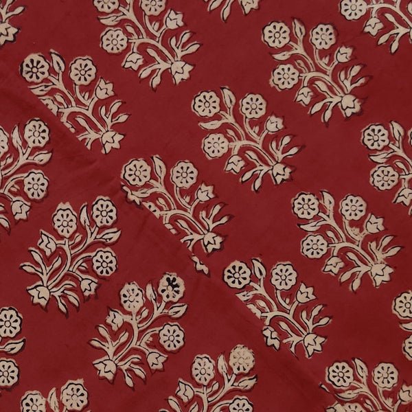pre-cut 1 meter  Pure Cotton Dabu Jahota Madder With Floral Shrub Hand Block Print Fabric
