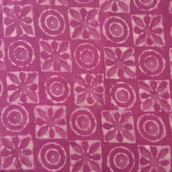 Pure Cotton Dabu Pink With Off White Flower And Circles Design Hand Block Print Fabric