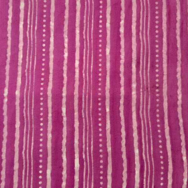 Pure Cotton Dabu Pink With White Stripes Hand Block Print Fabric