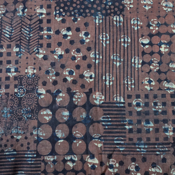 Pure Cotton Bagru Rust Red With Rust Blue Different Design Block Hand Block Print Fabric