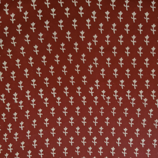 Pre-cut 2 meter Pure Cotton Discharge Rust With Tiny Motifs Hand Block Print Fabric