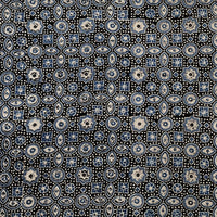 Pure Cotton Gad Ajrak Blue And Off White Small Circle With Plus Hand Block Print Fabric Pure Cotton Gad Ajrak Blue And Off White Small Circle With Plus Hand Block Print Fabric