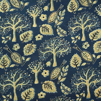 Pure Cotton Gad Ajrak Blue With Rust Green Tree Design Hand Block Print Fabric Pure Cotton Gad Ajrak Blue With Rust Green Tree Design Hand Block Print Fabric