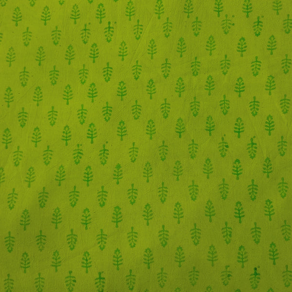 Pure Cotton Gamathi Green Tiny Flower Hand Block Print Fabric