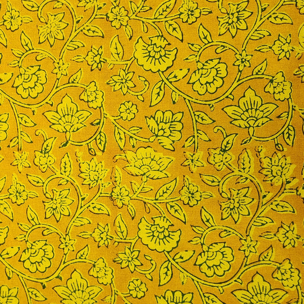 Pure Cotton Gamthi Intricate Flower Jaal Hand Block Print Fabric