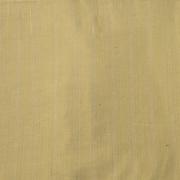 Pure Cotton Handloom Light Mustard With  White Stripes Hand  Woven Fabric