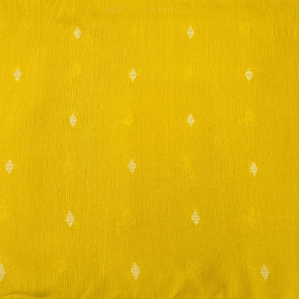 Pure Cotton Handloom Yellow With Cream Motif  Hand Woven Fabric