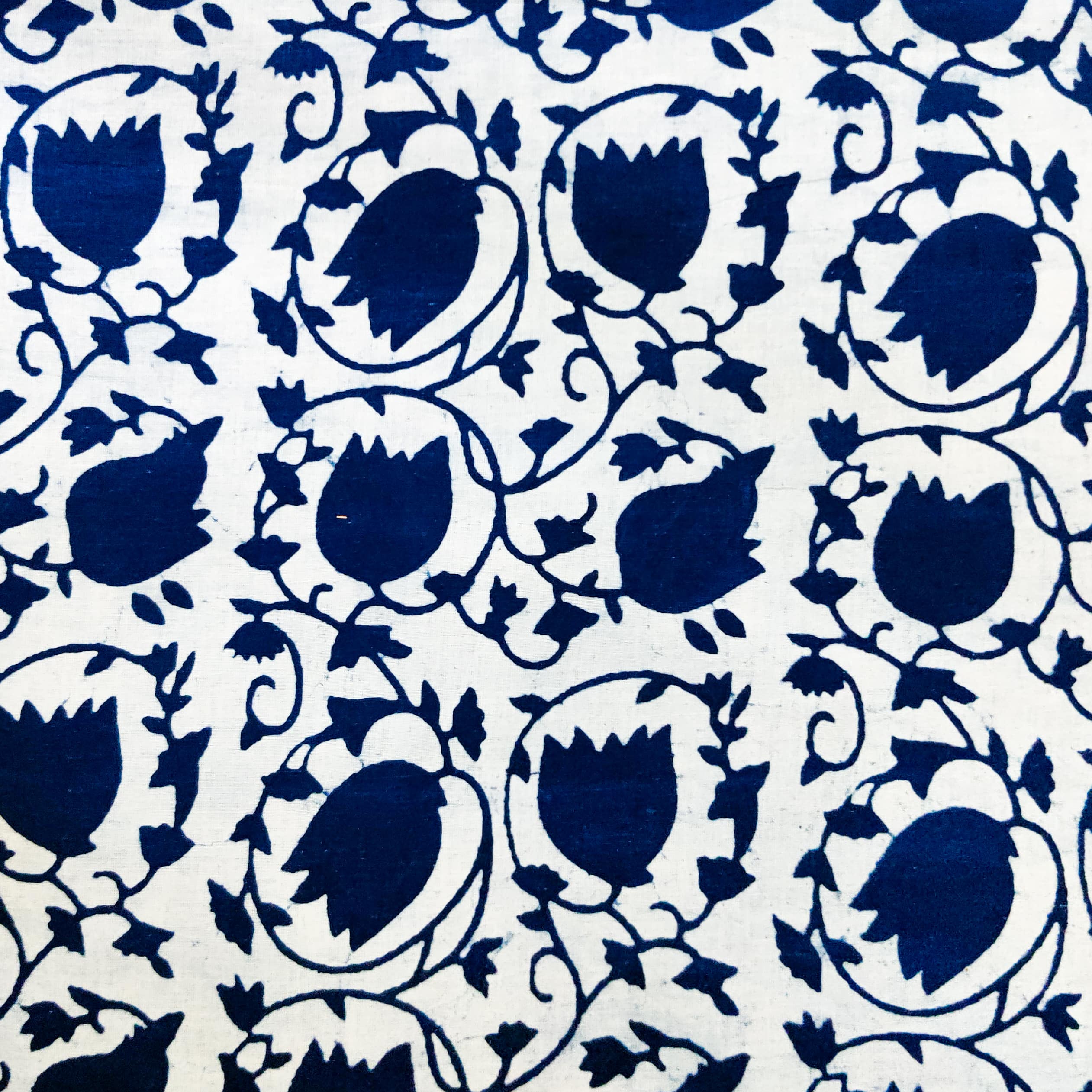 White Jaal Hand Block Printed Cotton Fabric