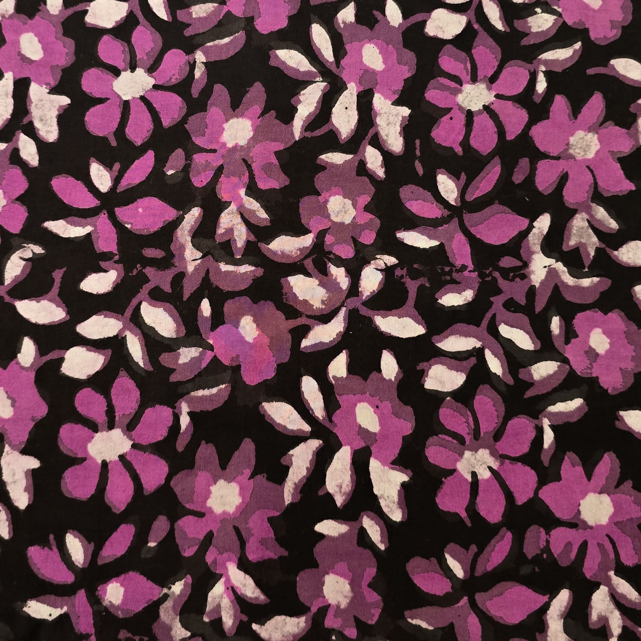 Black - Block Printed Cotton Jahota Fabric 26