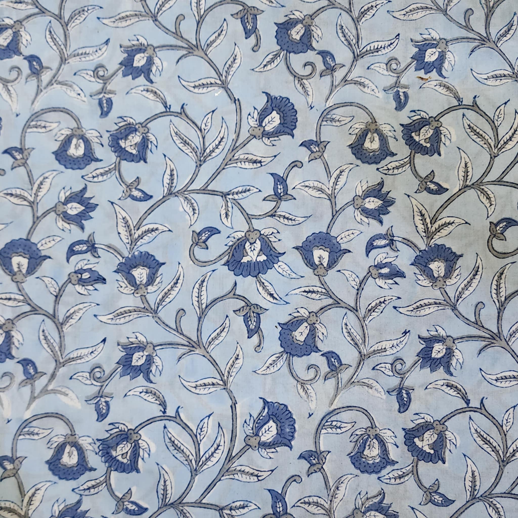 Blue - Jhiri Pure Handloom Cotton Fabric