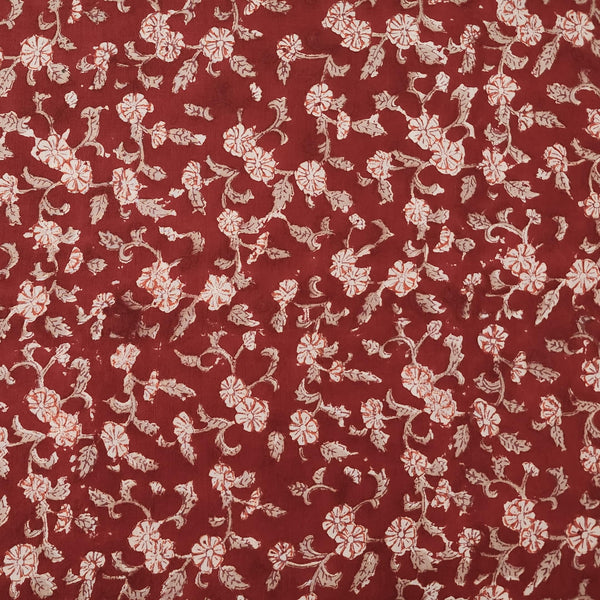 Pure Cotton Jaipuri Red With Small Flower Jaal Hand Block Print Fabric
