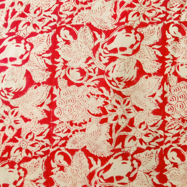Pre-cut 1 meter Pure Cotton Jaipuri Rust With Wild Jaal Hand Block Print Fabric