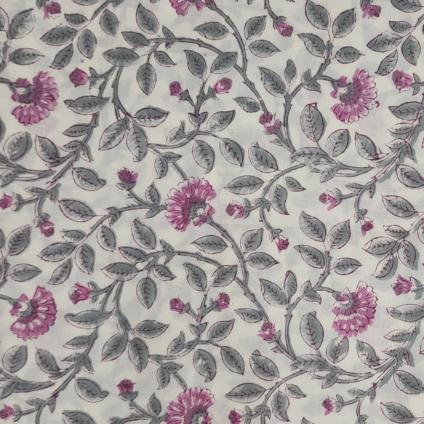 White Jaal Printed Cotton Fabric main image 0