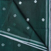 Pure Cotton Jamdani Dark Green With White Flower And Small Border Woven Fabric Pure Cotton Jamdani Dark Green With White Flower And Small Border Woven Fabric
