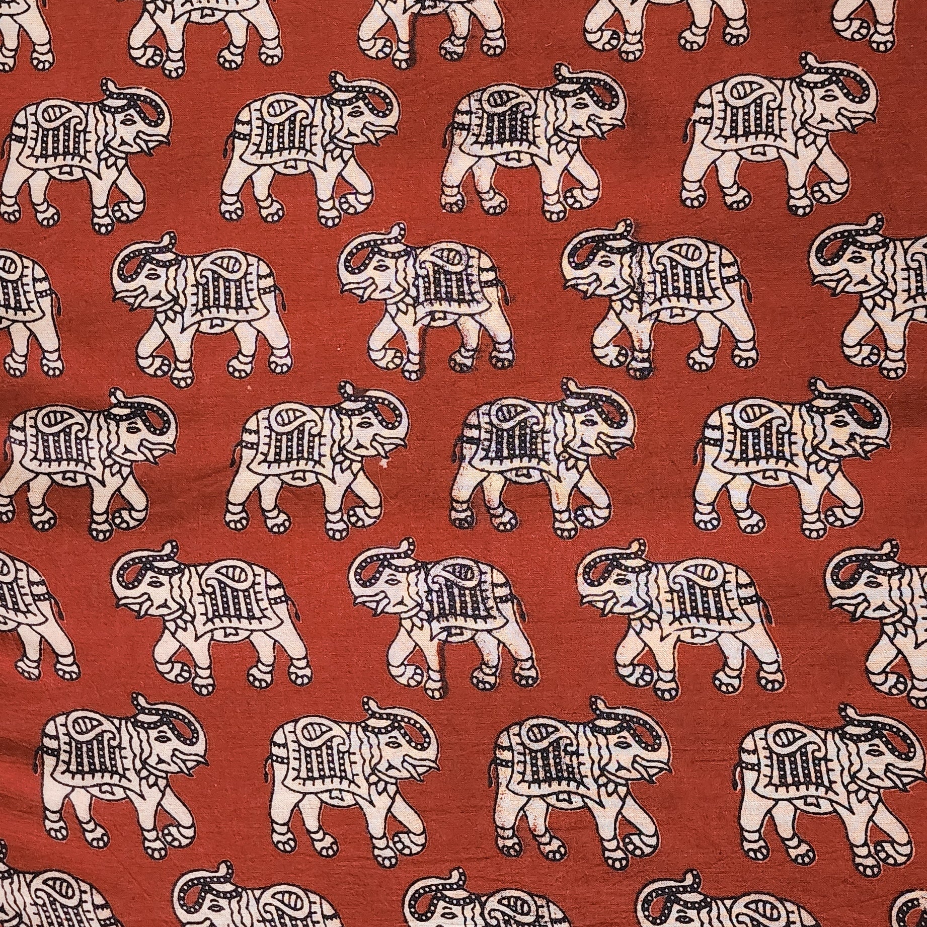 Maroon - Natural Dyed Hand Block Print Pure Mul Cotton Pedana Kalamkari Fabric 02