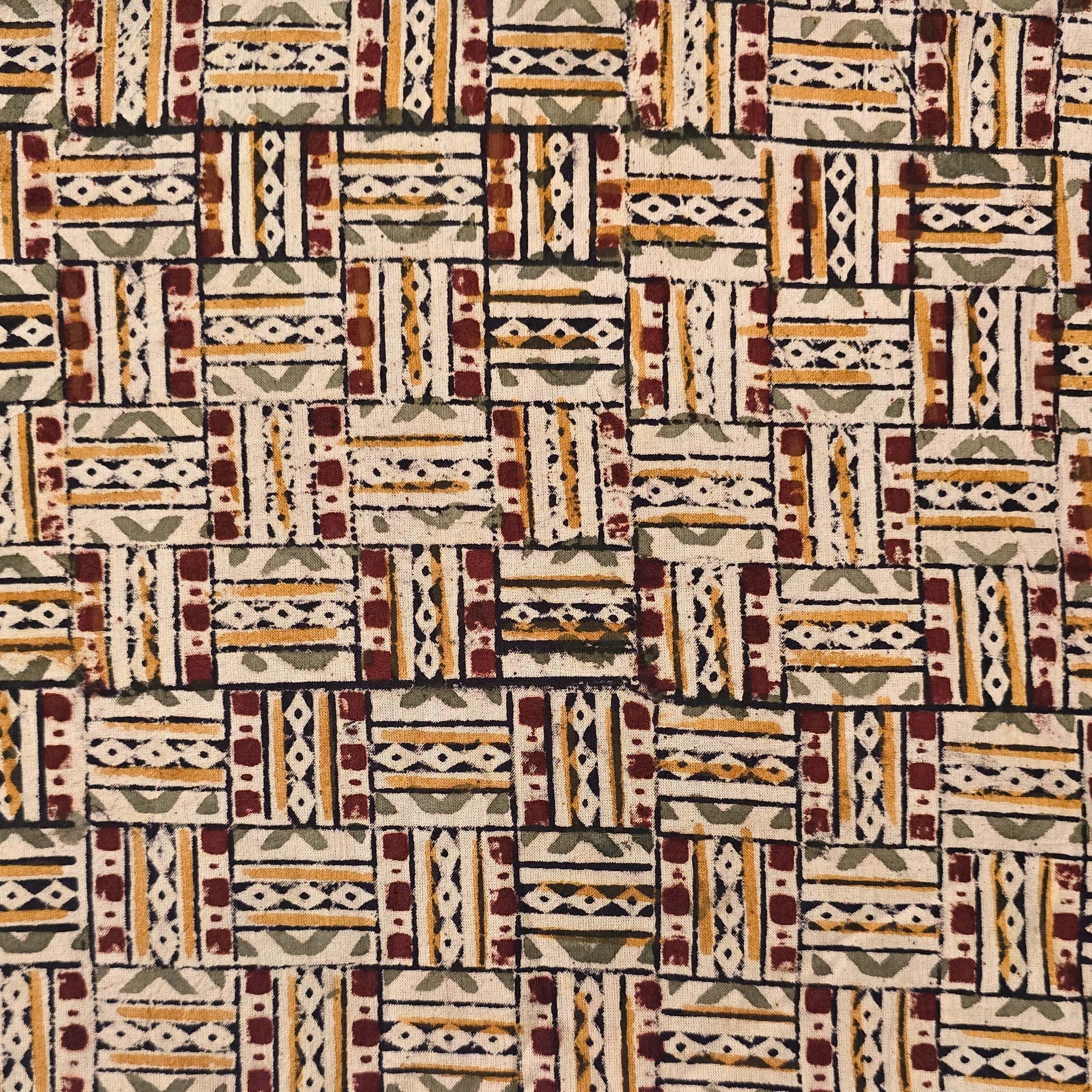 Red - Natural Dyed Hand Block Print Cotton Kalamkari Fabric 22