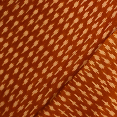 Pure Cotton Mercerised Dark Orange  With Cream Small Plus Motif Hand Woven Fabric