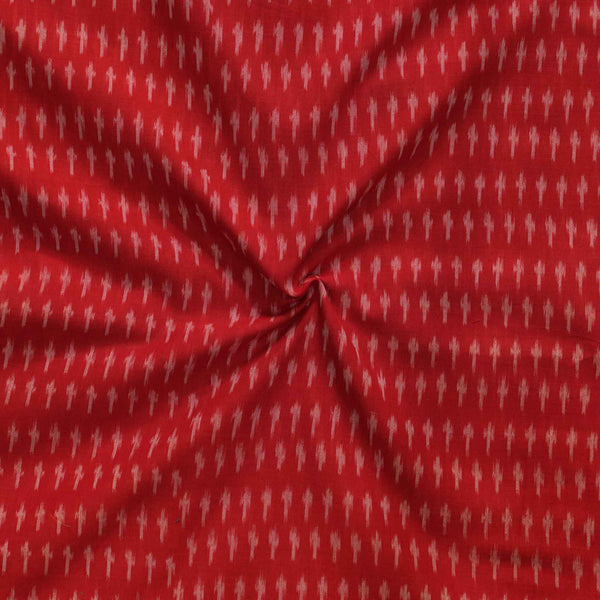 Pre-Cut 0.80 Meter Pure Cotton Mercerised Ikkat Proper Red With Tiny Weaves Woven Fabric