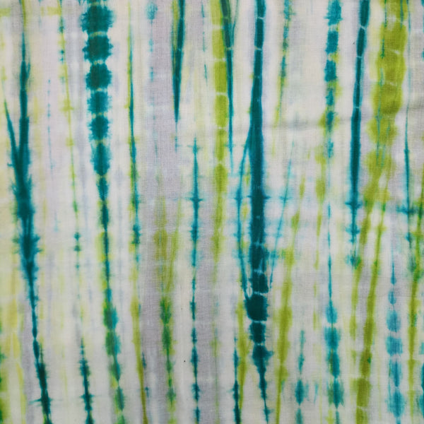 ( Pre-Cut 1 Meter ) Pure Cotton Shibori Green Teal Tie And Dye Hand Made Fabric