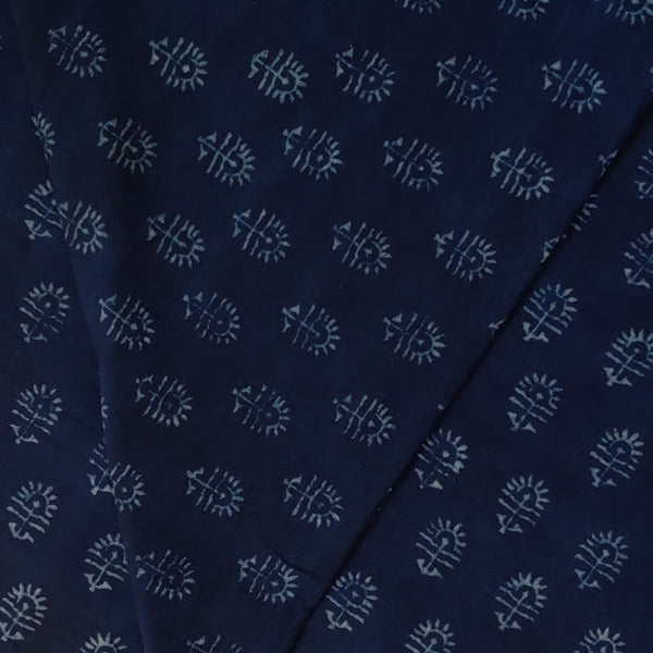 Pre-cut 1meter Pure Cotton Special Akola Indigo With Tiny Bloomed Flowers Hand Block Print Fabric