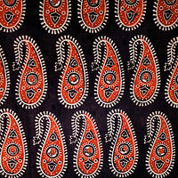 Pure Cotton Vegetable Dyed Ajrak Black With Big Rust Kairi Hand Block Print Fabric Pure Cotton Vegetable Dyed Ajrak Black With Big Rust Kairi Hand Block Print Fabric