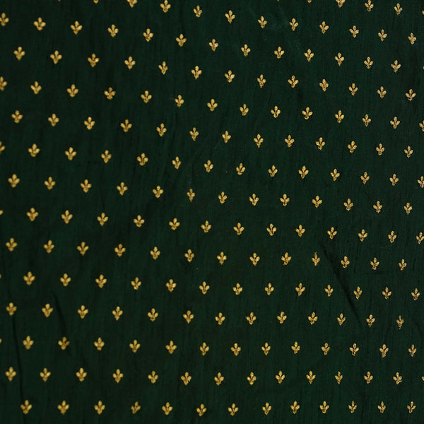 PRE-CUT 0.80 METER Slub Silk Cotton Dark Green With Tiny Embroidered Butti Fabric
