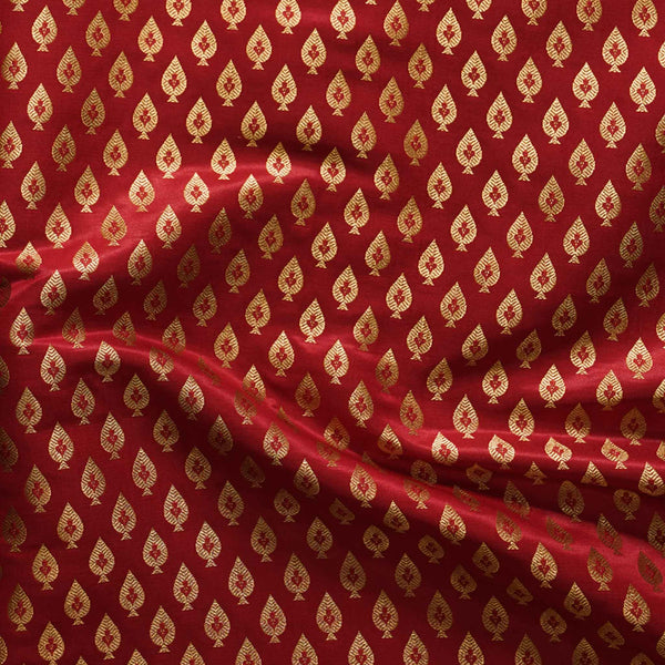 Banarasi Brocade Red With Gold Zari Spade Motif Woven Fabric