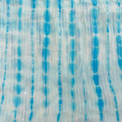 Georgette Light Blue Shibori Kaatha Flowy Fabric