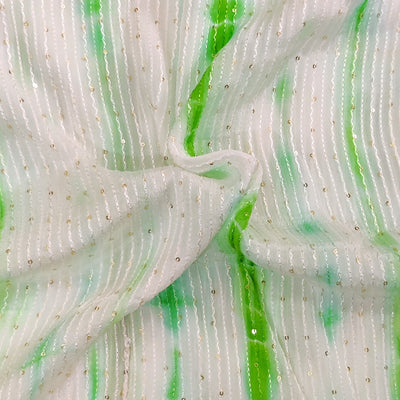 Georgette Light Green Shibori Kaatha Flowy Fabric