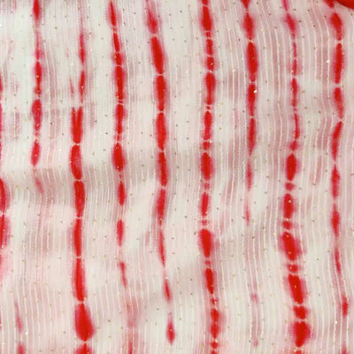 Georgette Light Red Shibori Kaatha Flowy Fabric