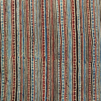 Pure Cotton Gad Ajrak Black With Blue And Red Intricate Stripes Hand Block Print Fabric Pure Cotton Gad Ajrak Black With Blue And Red Intricate Stripes Hand Block Print Fabric