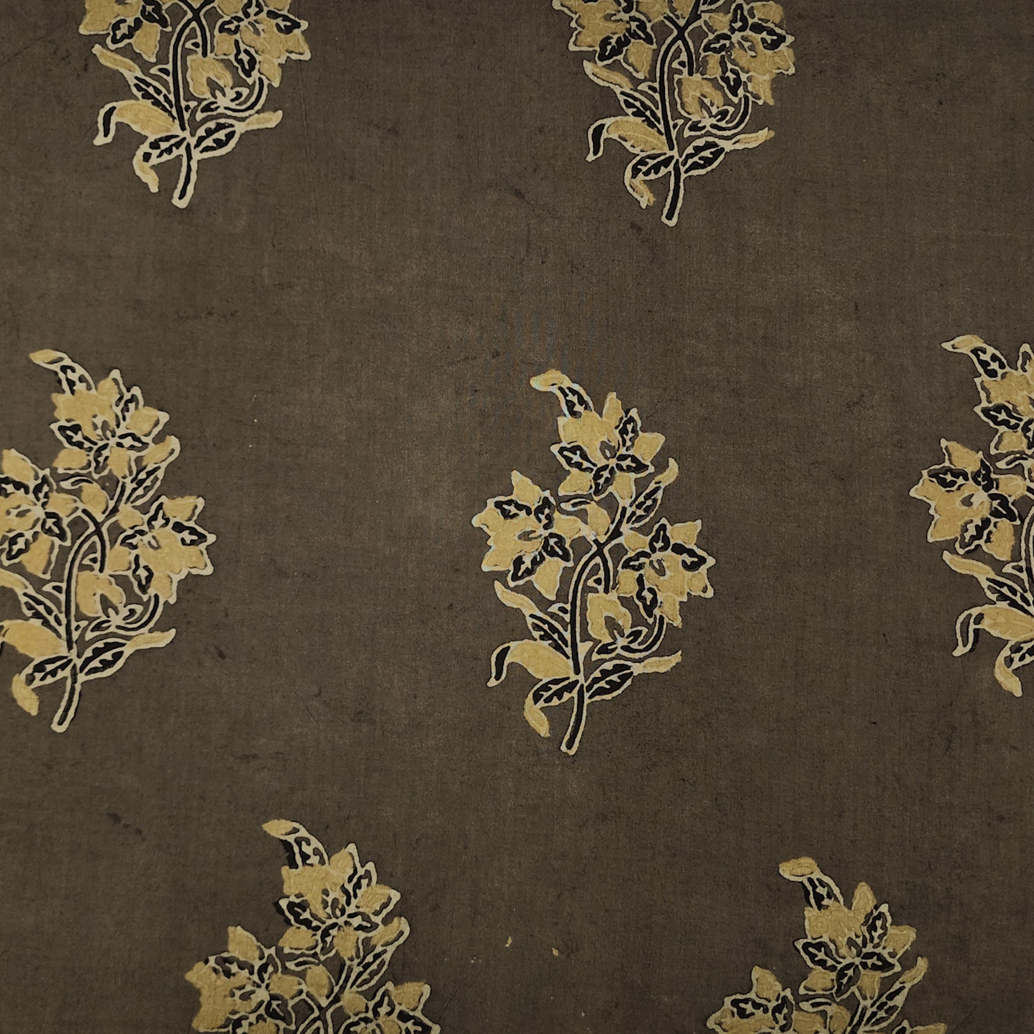 Brown - Natural Dyed Pure Mul Cotton Hand Block Ajrakh Print Fabric 18