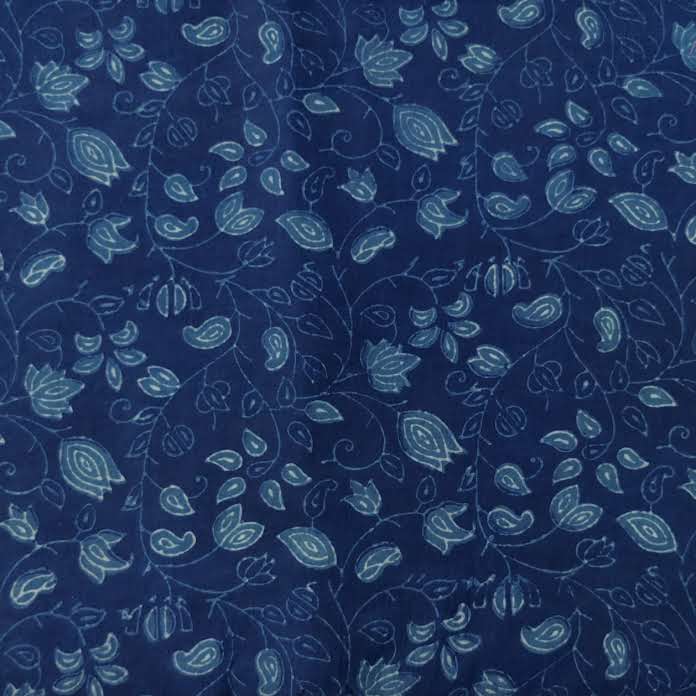 Blue - Natural Dyed Akola Hand Block Print Cotton Fabric 30