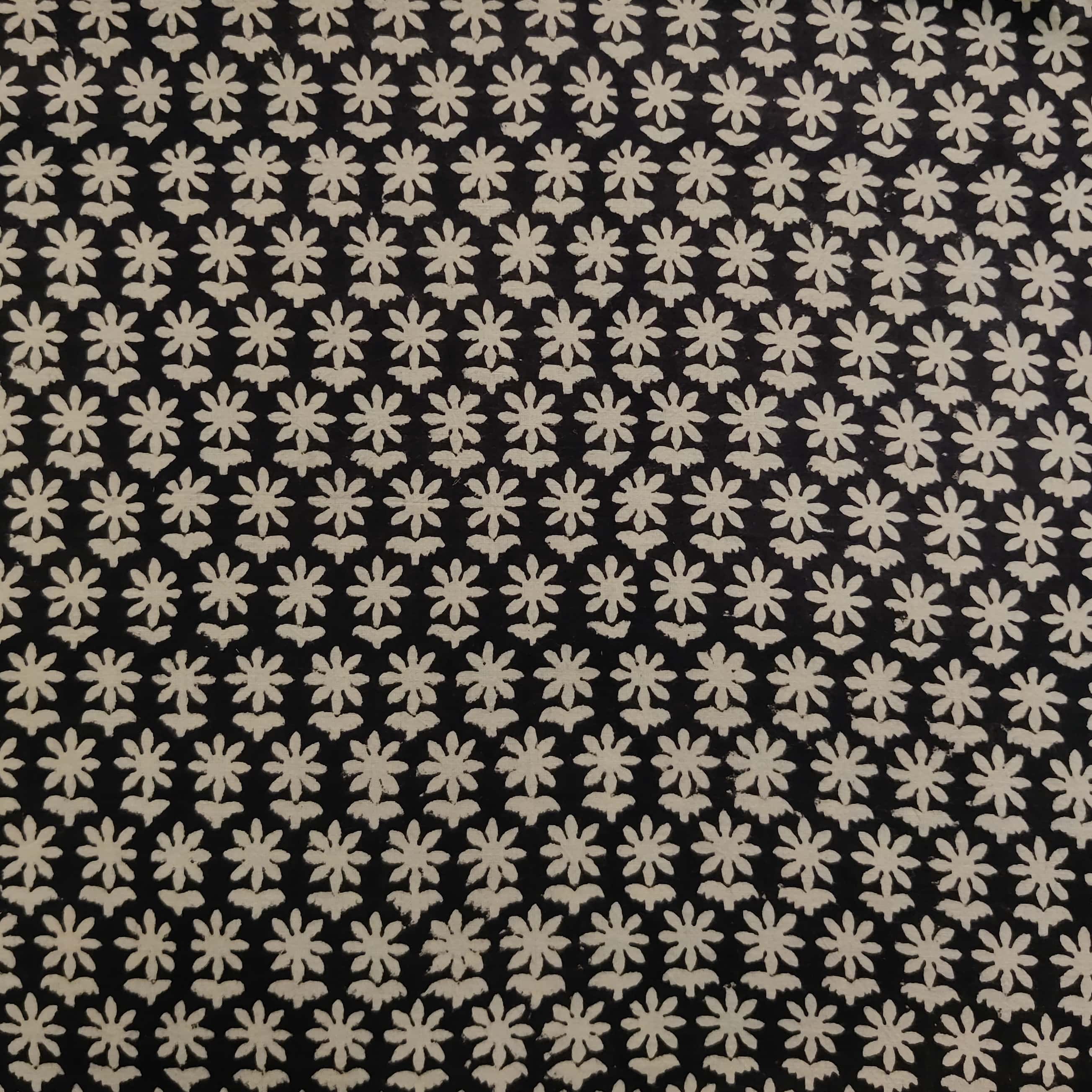 Black - Syahi Begar Cotton Hand Block Bagru Print Fabric 04