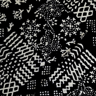 Pure Cotton Black With White Different Block Hand Block Print Fabric
