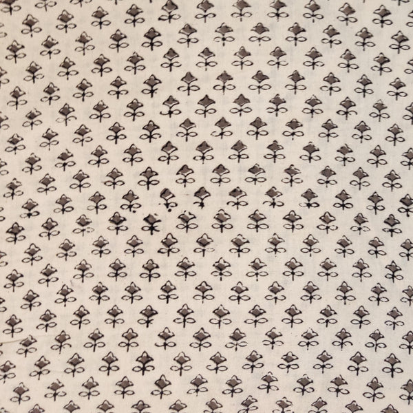 Pre-cut 1.75 meter Pure Cotton Cream Ajrak With Tiny Motifs Hand Block Print Fabric