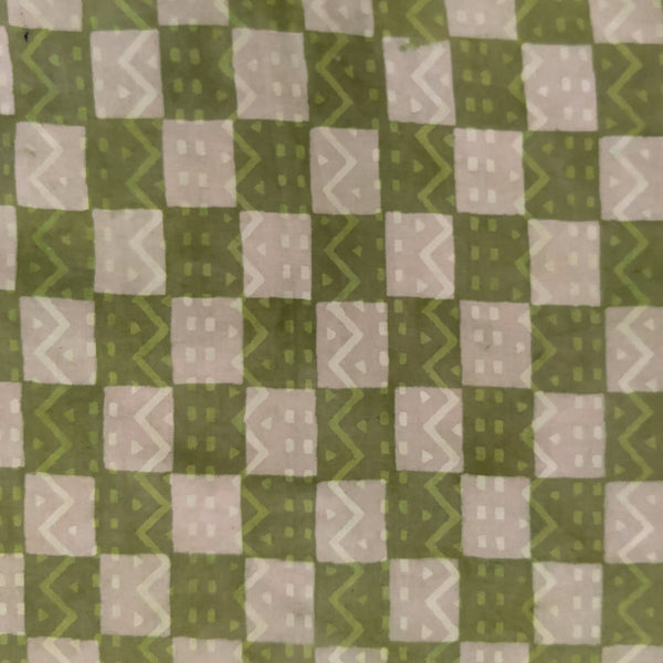 Pure Cotton Dabu Bagru Pastel Green And Kashish Hand Block Print Fabric