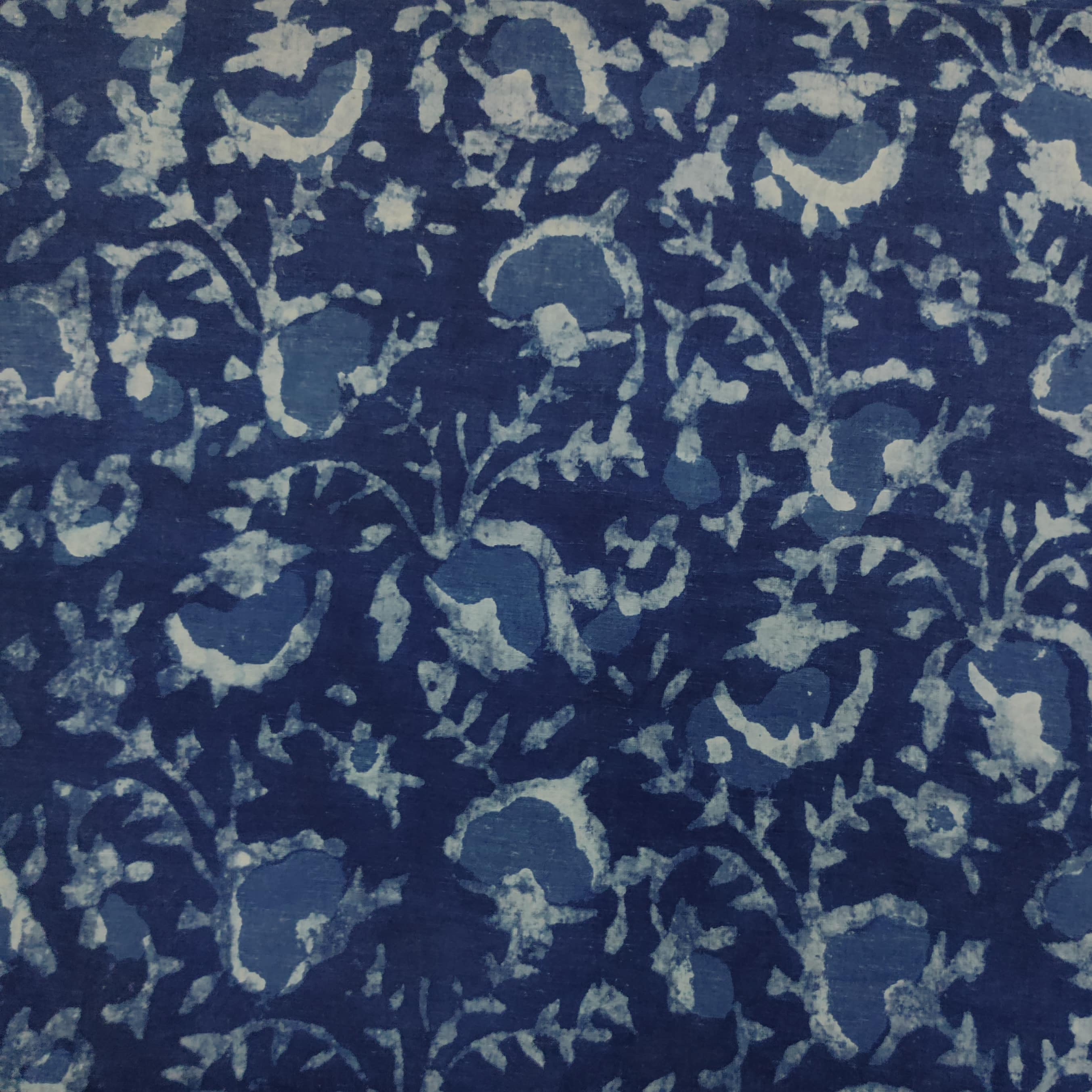 Pure Cotton Dark Indigo With Wild Dense Jaal Hand Block Print Fabric ...