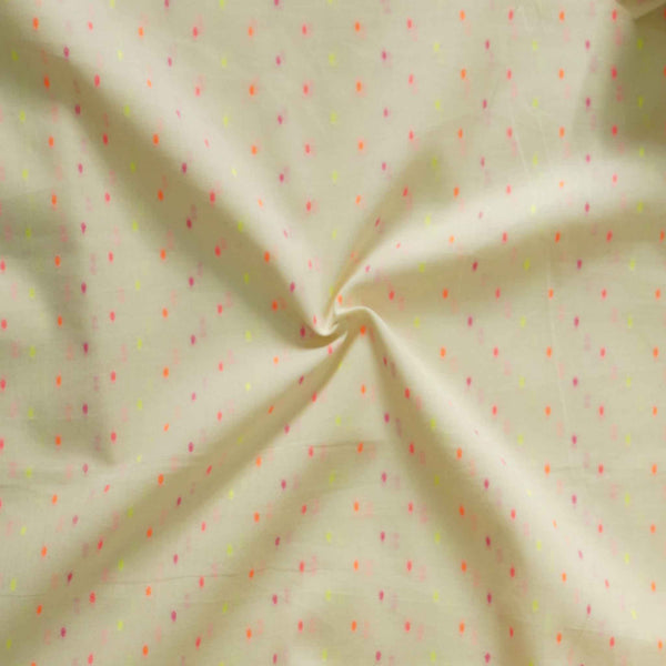 Pure Cotton Handloom With Very Tiny Orange Purple Yellow Doby Woven Fabric