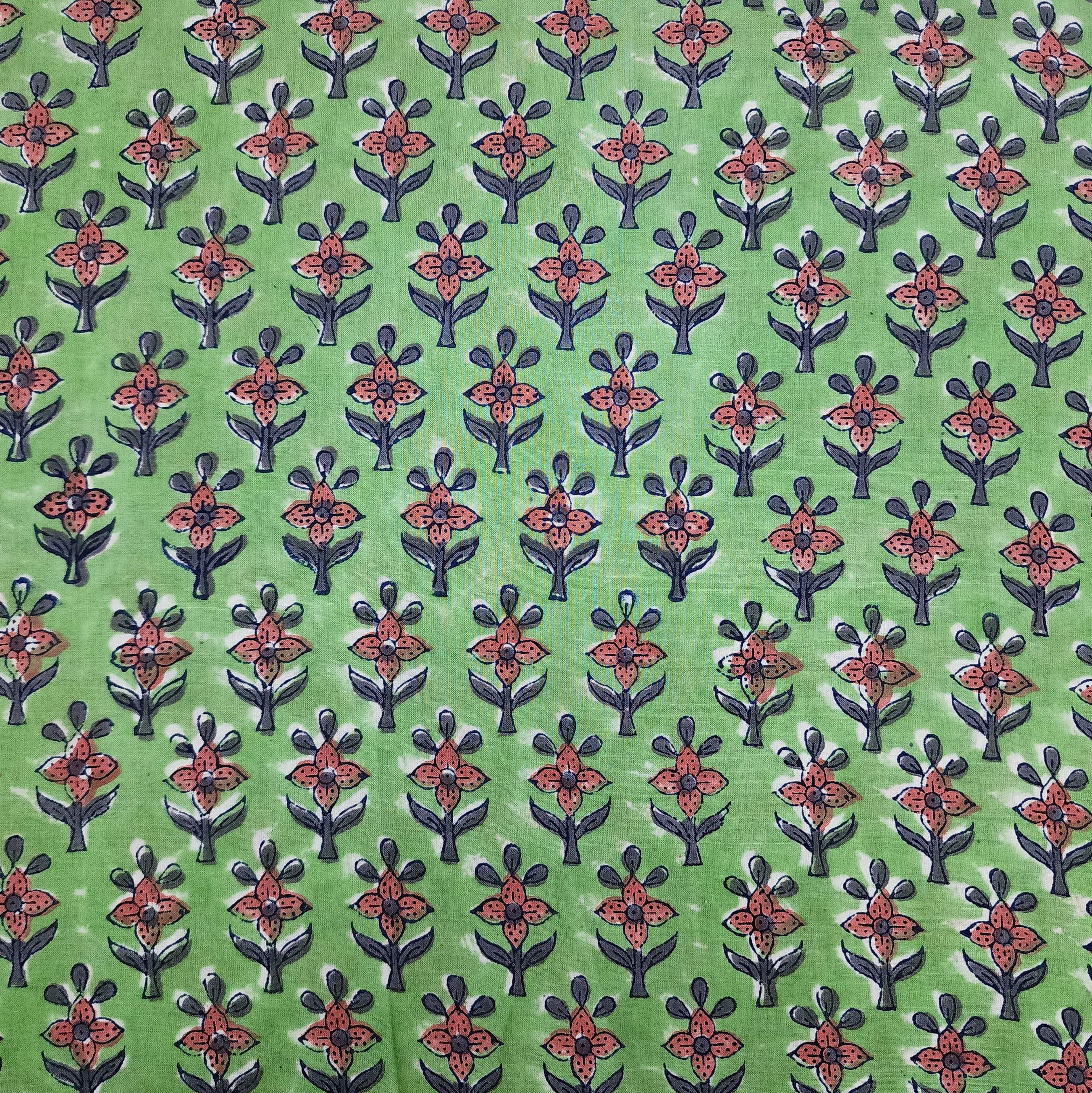 Green - Jhiri Handloom Hand Block Printed Pure Cotton Towel