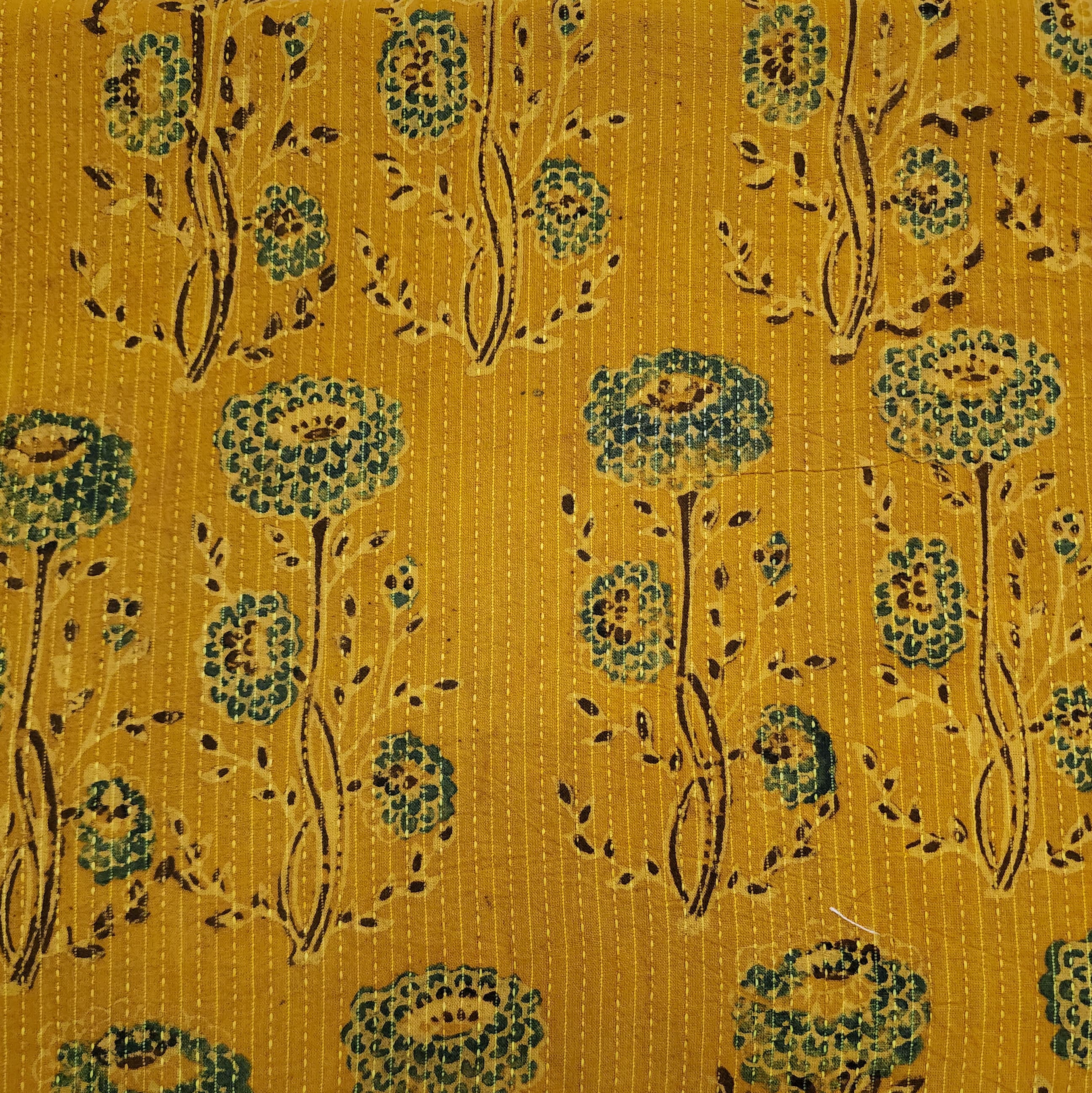 Pure Cotton Kaatha Turmeric Dyed With Big Flowers Hand Block Print Fab pure-cotton-kaatha-turmeric-dyed-with-big-flowers-hand-block-print-fab