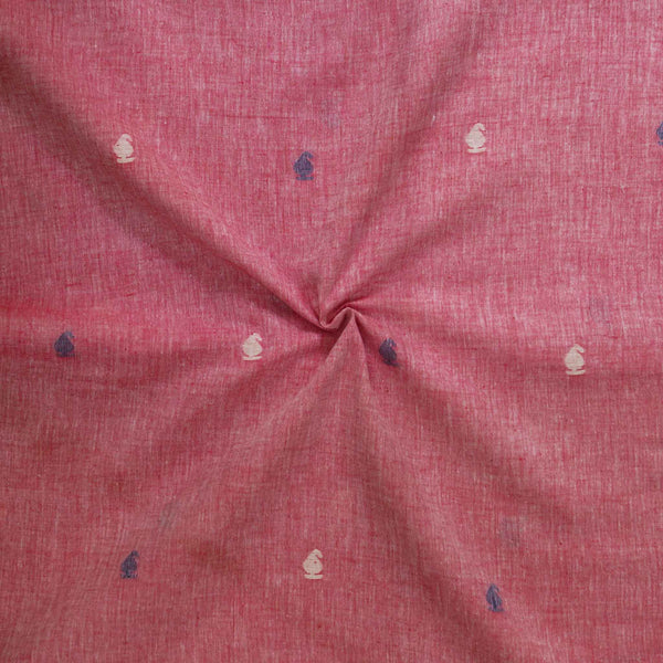 Pure Cotton Soft Jamdani Peach With Kairi Motifs Hand Woven Fabric