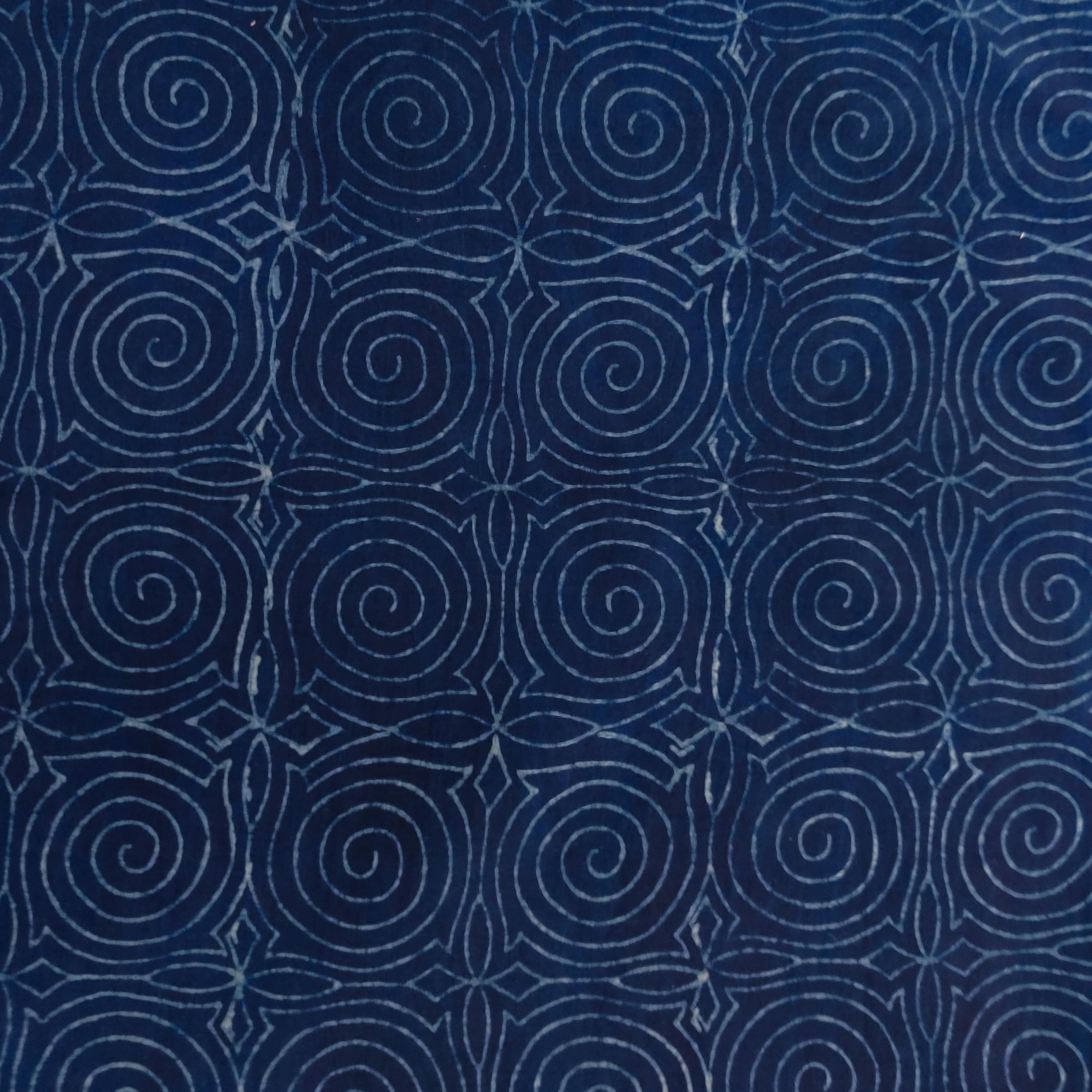 Indigo Akola Hand Block Printed Slub Cotton Fabric