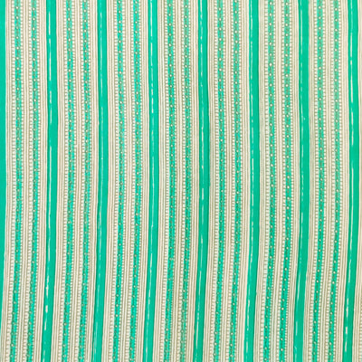 Pure Cotton Teal Stripes Screen Print Fabric